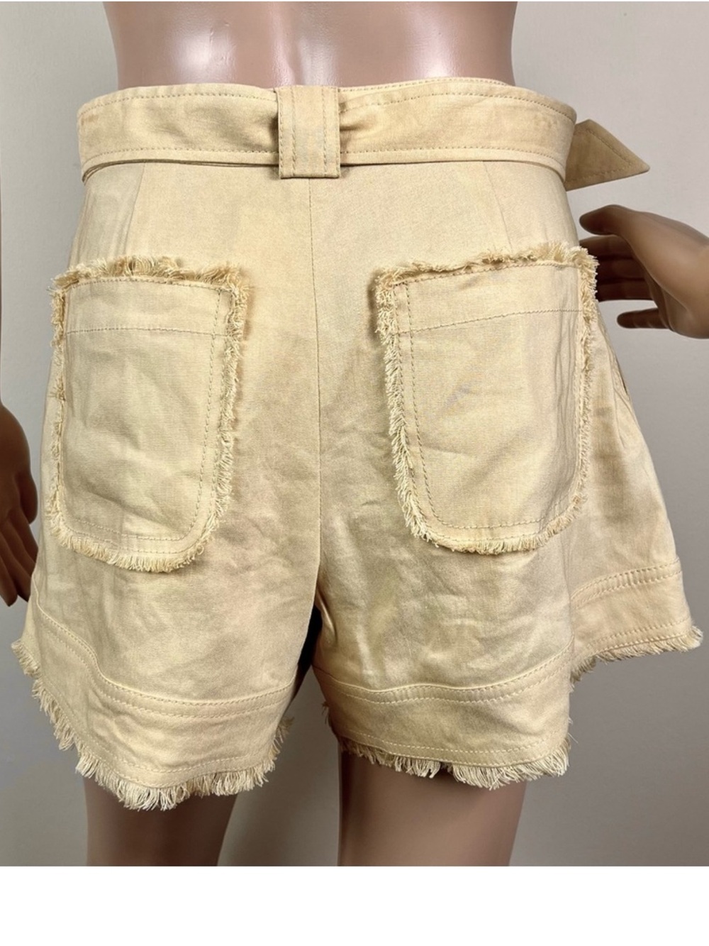 NEW JONATHAN SIMKHAI REVOLVE BEIGE HIGH-WAISTED SHORTS - Picture 9 of 11